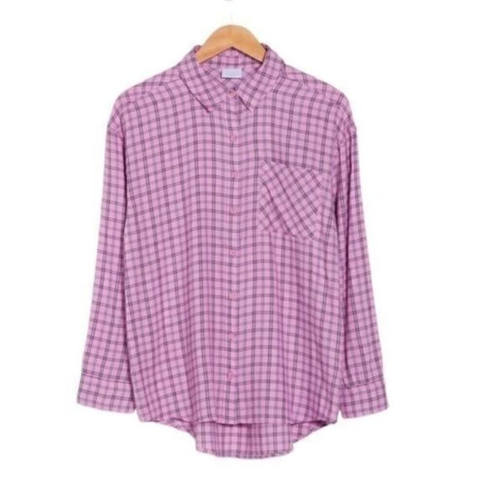 Abound Nordstrom Purple Mason Plaid Button Down Top Medium NWT